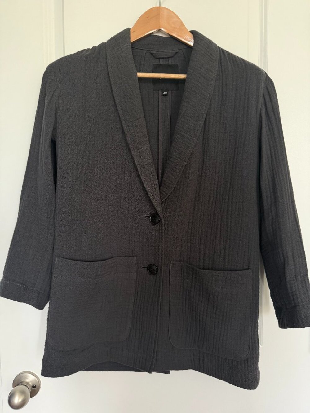 Madewell Lightspun Dorset Blazer Charcoal Gray Cotton Gauze Oversized XSS